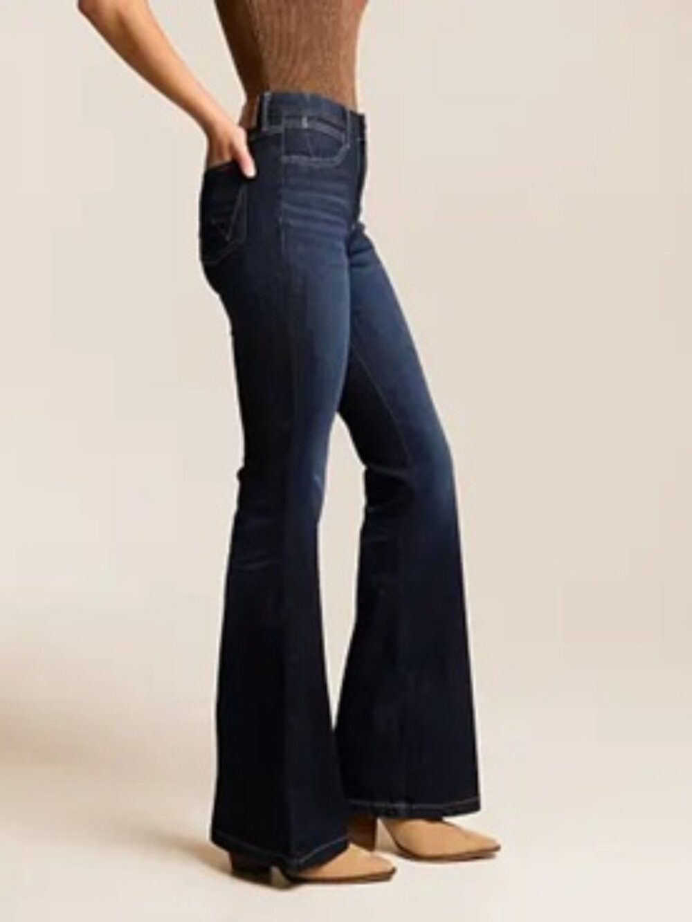 Wrangler High Rise Stretch Flare Jean Dark Denim Size 27x29